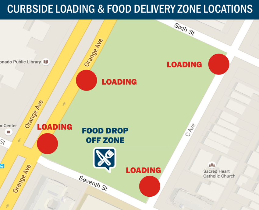 Coronado Concert Curbside & Food Delivery Zones 